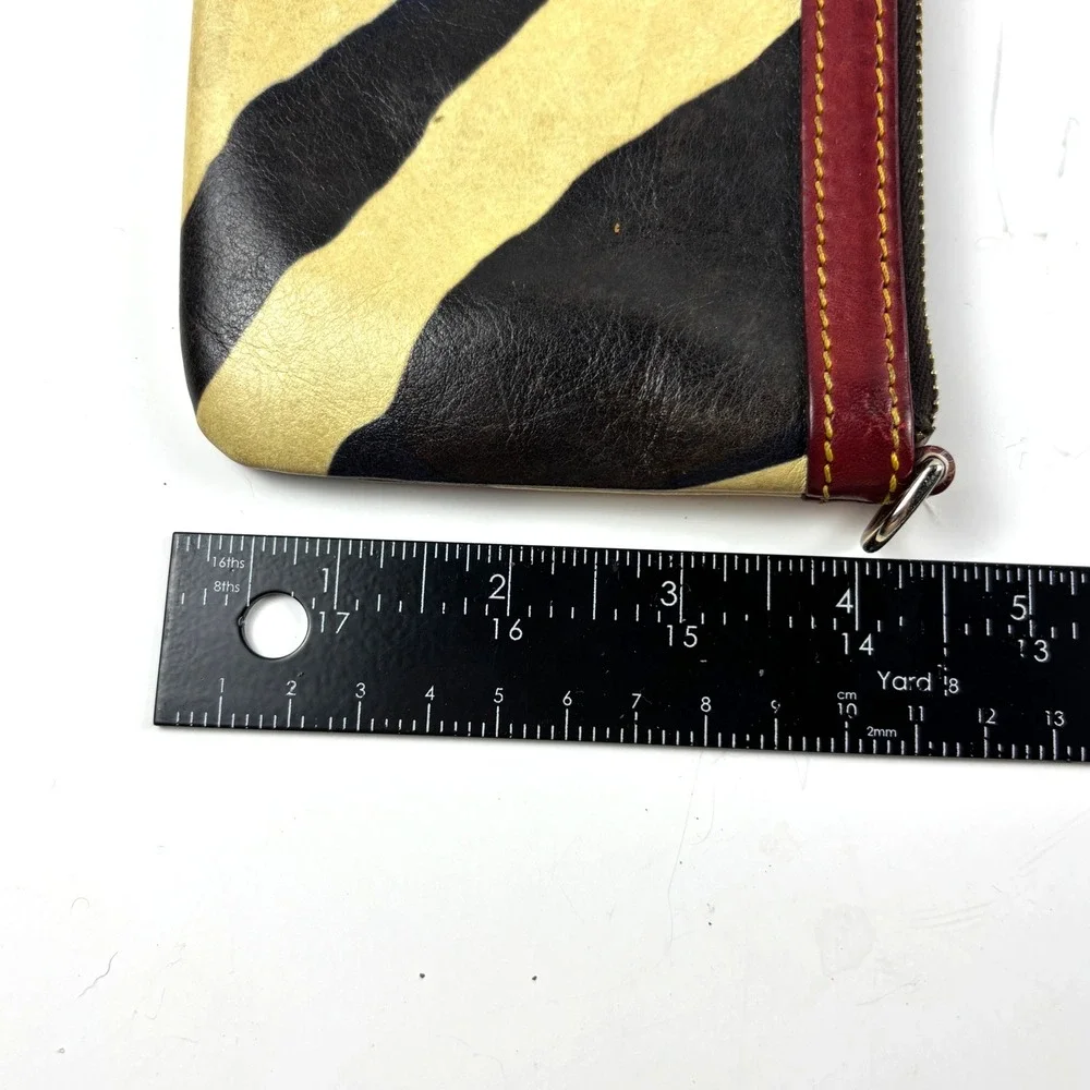 Dooney & Bourke Wristlet Women Small Zebra Tan Red Leather Clutch Bag